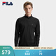 FILA 斐樂(lè )官方男子針織長(cháng)袖衫冬季新款時(shí)尚休閑半拉鏈基礎長(cháng)T 正黑色-BK XL 180/100A/XL