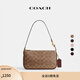 蔻馳（COACH）新款女士經(jīng)典標志PLAZA手袋單肩包老花拉鏈女包 B4/棕黃色 棕色