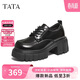 TATA/他她2026春商場(chǎng)同款女牛津鞋簡(jiǎn)約系帶單鞋 黑色（單里） 37