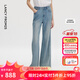 朗姿毛須微喇牛仔褲設計感高腰時(shí)尚通勤百搭長(cháng)褲2026年夏季新款女 霧霾藍色 S
