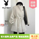 花花公子（PLAYBOY）品牌2026秋冬季新款氣質(zhì)感短款小個(gè)子毛呢紫色雙面羊絨大衣女 米色 S 80-120斤