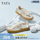 他她（TATA）銀色德訓鞋女復古板鞋女休閑平底鞋秋季新款WT801CM4 銀/灰 36