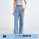 樂(lè )町直筒韓系少女牛仔褲2025夏季新款顯瘦高腰寬松萊賽爾闊腿褲女 牛仔中藍（現貨） M