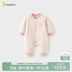 童泰（TONGTAI）嬰兒連體衣秋冬季純棉夾棉寶寶衣服新生兒哈衣薄棉爬服粉色80cm
