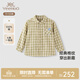 英氏（YEEHOO）【商場(chǎng)同款】?jì)和r衫長(cháng)袖春夏男童純棉百搭休閑格子衫長(cháng)袖衫 杏黃色 90 cm