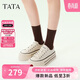 他她TATA彩虹糖厚底帆布鞋女透氣黑色板鞋休閑小白鞋WP801AM5米白 36