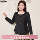 MsShe【設計感方領(lǐng)小衫】大碼女裝2026款春裝胖mm巨遮肚顯瘦上衣 小衫-黑色現貨 4XL