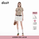 DZZIT地素短袖T恤夏季簡(jiǎn)約貓咪直筒印花修身上衣女3J2B3831N 深卡其色 M