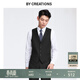 By Creations柏品高支純羊毛西裝馬甲男商務(wù)職業(yè)正裝內搭背心伴郎禮服西裝馬甲 黑色 2XL (54)