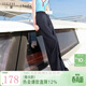 三彩2025夏季新款休閑寬松直筒褲松緊高腰長(cháng)褲仿牛仔女 深海藍 M 160/68A
