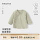 babylove嬰幼兒半背衣春秋季寶寶和尚服新生兒純棉上衣竹子提花居家衣服 竹綠 52