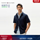 Tommy Hilfiger春夏男純棉泡泡紗肌理商務(wù)休閑通勤亞洲版純色短袖襯衣襯衫 藏青色DW5 L （推薦：150-165斤）