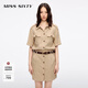 MISS SIXTY2025夏季新款牛仔連衣裙女配腰帶含天絲工裝風(fēng)收腰顯瘦 卡其 L