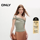 ONLY夏季時(shí)尚金屬LOGO裝飾修身無(wú)袖短款T恤女|124201058 A61 青瓷灰綠色 L 170/88A