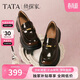 他她（TATA）偵探家厚底小皮鞋女黑色樂(lè )福鞋英倫風(fēng) 棕色 38