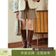 紫涵不規則壓褶羊毛呢短裙女年冬季休閑簡(jiǎn)約風(fēng)高腰半身裙 卡其 M