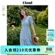 ELAND衣戀連衣裙女純棉V領(lǐng)收腰顯瘦魚(yú)尾薄款舒適長(cháng)裙夏季新款 深藍色(47)M/Blue L 170