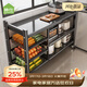 帥仕（shuaishi）廚房收納置物架蔬菜架多功能落地果蔬菜籃子鍋具零食小推車(chē)操作臺 【特厚可調高】雅黑3層120長(cháng)32深丨3板3籃