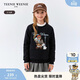 Teenie Weenie Kids 小熊童裝25年新秋冬女童可愛(ài)刺繡加絨套頭衛衣 藏青色 165cm