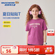 Skechers斯凱奇男女童純棉短袖T恤衫兒童夏季寬松透氣運動(dòng)上衣L225K055