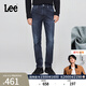 Lee【張凌赫代言】舒適中腰錐形磨毛深藍色男保暖牛仔褲潮A08788 深藍色 38