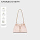CHARLES&KEITH26夏季新品菱格鏈條單肩水桶包斜挎包CK2-10671894 SOFT PINK淺粉色 M
