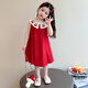 G.duck小黃鴨童裝女童連衣裙夏季2026新款女寶寶公主裙無(wú)袖薄款兒童裙子 紅色櫻桃 90 建議80-90cm1歲半-2歲