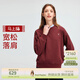 暇步士（Hush Puppies）【新年馬上旺】女裝春秋季簡(jiǎn)約基礎款圓領(lǐng)套頭毛圈衛衣 醇酒紅 XL