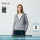 PRICH【綿羊毛】時(shí)尚格雷系連帽兩穿針織開(kāi)衫冬季毛衣女 15灰色 L 170