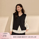 纖莉秀【人棉空氣層】拼接設計上衣休閑褲兩件套大碼胖mm冬裝新款4626 黑色 4XL