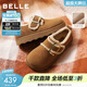 百麗（Belle）復古毛邊雪地靴女冬季新款商場(chǎng)款舒適毛毛鞋勃肯鞋E5N1DDM5 棕色-毛里 37