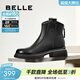 百麗（Belle）舒適瘦瘦休閑靴女冬季新款款商場(chǎng)同款羊皮復古靴B7E1DDD5 黑色-單里 38 (240mm)