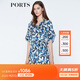 PORTS寶姿  新品女裝中袖中V領(lǐng)中袖印花連衣裙LN8D085HPT020 天蝕藍印花 XS (2)
