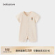 babylove嬰兒短袖連體衣夏季薄款衣服彩棉提花透氣哈衣爬服新生兒寶寶夏裝