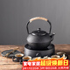 瓷牌茗茶具（cipaiming teaset） 鐵壺手工鑄鐵茶壺生鐵茶壺大容量功夫茶具泡茶燒水壺圍爐煮茶 黑丁壺+6杯+簡(jiǎn)約黑爐+墊叉 1.2L