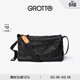 GROTTO個(gè)樂(lè )黑石包經(jīng)典大容量植鞣綿羊皮單肩斜挎通勤軟包男女款禮物 黑石L（黑標）