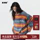 BJHG不計后果漸變條紋冬季慵懶風(fēng)毛衣男潮牌泰迪絨美式寬松針織衫外套 藍彩條 L