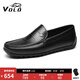 VOLO犀牛男鞋新款豆豆鞋男真皮一腳蹬套腳商務(wù)休閑鞋男駕車(chē)鞋 黑色 41