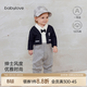 babylove嬰兒連體衣春秋季純棉哈衣男寶寶紳士風(fēng)周歲禮服假兩件衣服 紳士學(xué)院-藍灰 90cm