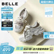 百麗（Belle）透氣網(wǎng)面老爹鞋女2026夏季新款商場(chǎng)增高撞色休閑鞋F6J1DBM6預售 米色 36
