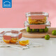 樂(lè )扣樂(lè )扣（LOCK&LOCK）玻璃保鮮盒套裝微波爐加熱飯盒耐熱玻璃便當盒多尺寸3件套