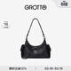 GROTTO個(gè)樂(lè )新款吐司hobo包植鞣羊皮腋下單肩斜挎軟包通勤禮物 經(jīng)典黑/亮銀 S