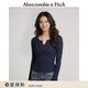 Abercrombie & Fitch經(jīng)典小麋鹿圖案美式修身打底小V領(lǐng)長(cháng)袖T恤上衣26春女裝139-6134 深海軍藍 M (165/96A) 尺碼偏大，建議小一碼