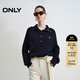 ONLY2025秋季新款優(yōu)雅知性插肩袖純色大翻領(lǐng)針織衫女|125313027 E39深藍色 S