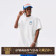 MEDM夏季潮牌撞色M基礎短袖T恤男百搭休閑情侶款寬松半袖體恤 白色 L