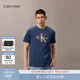 Calvin KleinJeans夏季男女情侶休閑通勤ck醒目印花純棉圓領(lǐng)內搭短袖T恤上衣 CFA-海軍藍 L