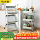炊大皇 置物架三層 免安裝折疊收納推車(chē)多功能層架儲物架落地架 淺綠色