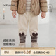 babylove嬰兒打底褲秋冬季男女寶寶休閑長(cháng)褲條紋拼接百搭褲子洋氣彈力褲 燕麥白 110
