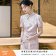 香影新中式國風(fēng)立領(lǐng)連衣裙女2026夏季新款改良旗袍風(fēng)白色提花裙子 粉色 斜襟款 暗紋提花 M 160/84A/95-110斤