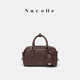 紐芝蘭（NUCELLE）沈月同款飛馬方巧包輕奢波士頓斜挎保齡球女士包包情人節生日禮物 巧栗棕 【送小熊掛牌】 時(shí)尚高端品牌送女友